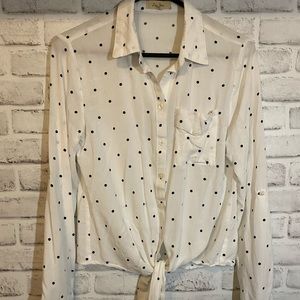 Love Notes Button Polka Dot Top S